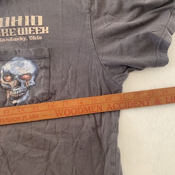 Ohio Bike Week Skull Print Y2K Grunge T Shirt Men Size M Color Black With Flaws‎ - Picture 5 of 16